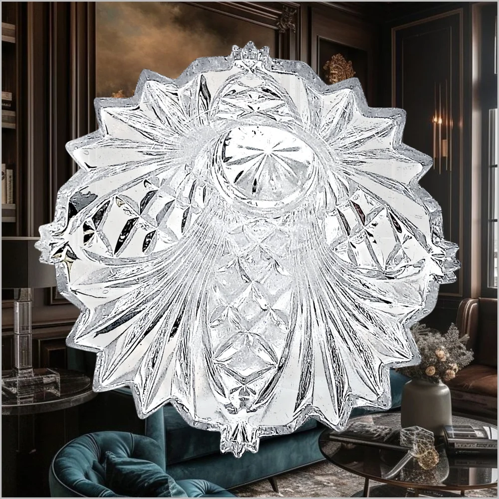Fifth Avenue Crystal Tall Cut Glass Vase Fan & Diamond Cuts 9.5